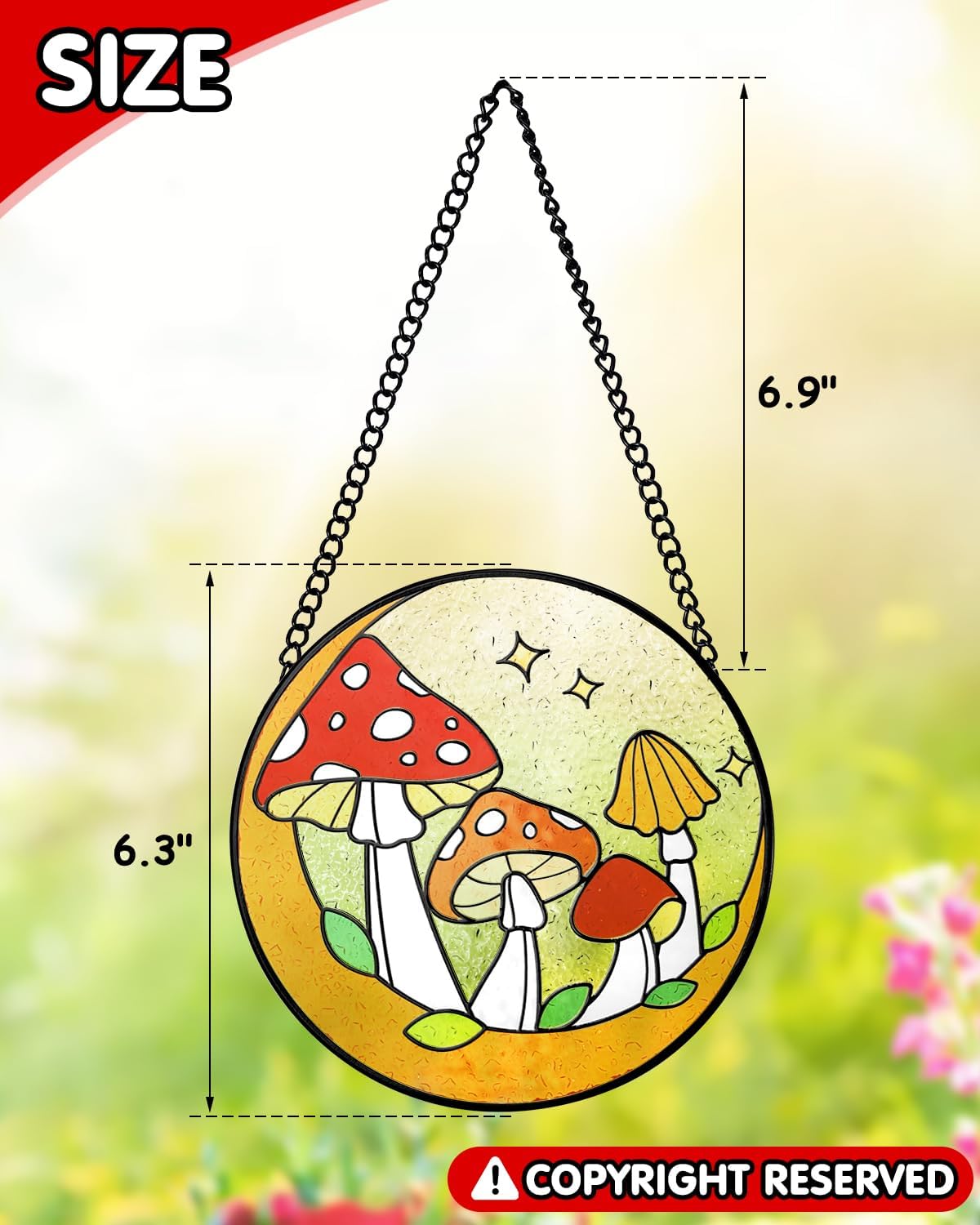 Atrapasoles cristal manchado hongos panel decorativo hogar jardín