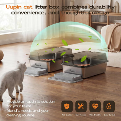 2 Cajas Arena Acero Inox Antifugas Gatos Grandes