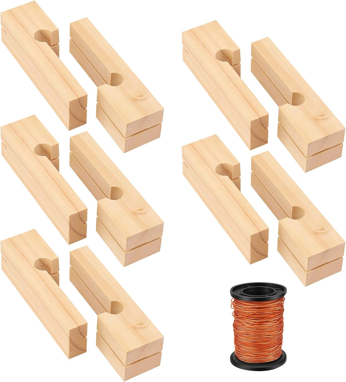 Kit herramientas albañilería 10 bloques madera 4pulg cuerda 164ft