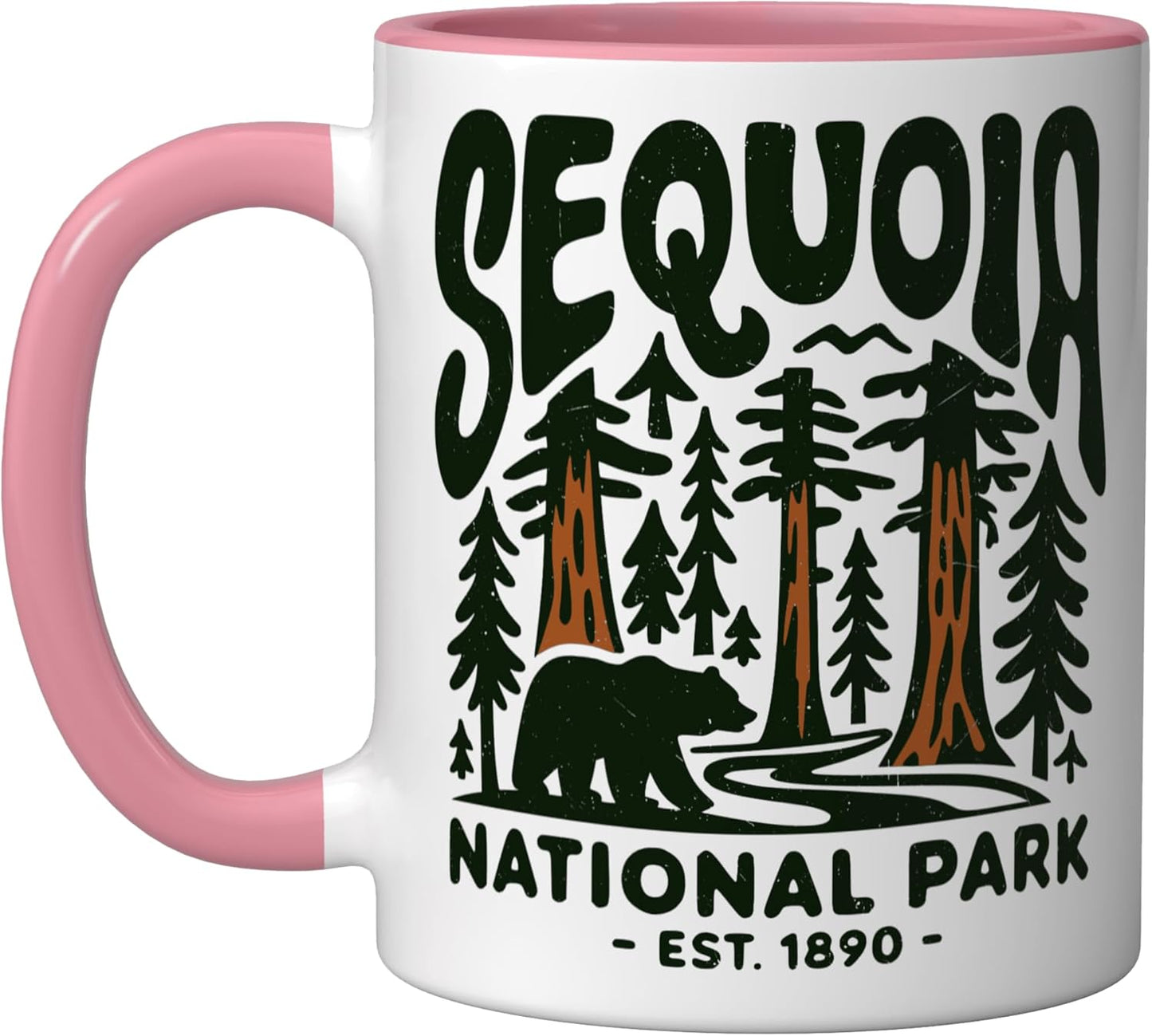 Taza de cerámica con diseño de oso retro Sequoia National Park