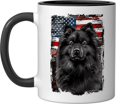 Taza Cerámica Bandera Americana Negro Blanco