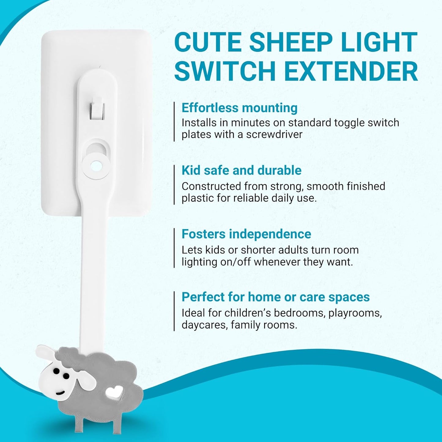 Extensor interruptor luz oveja plástico seguro paquete 1 gris