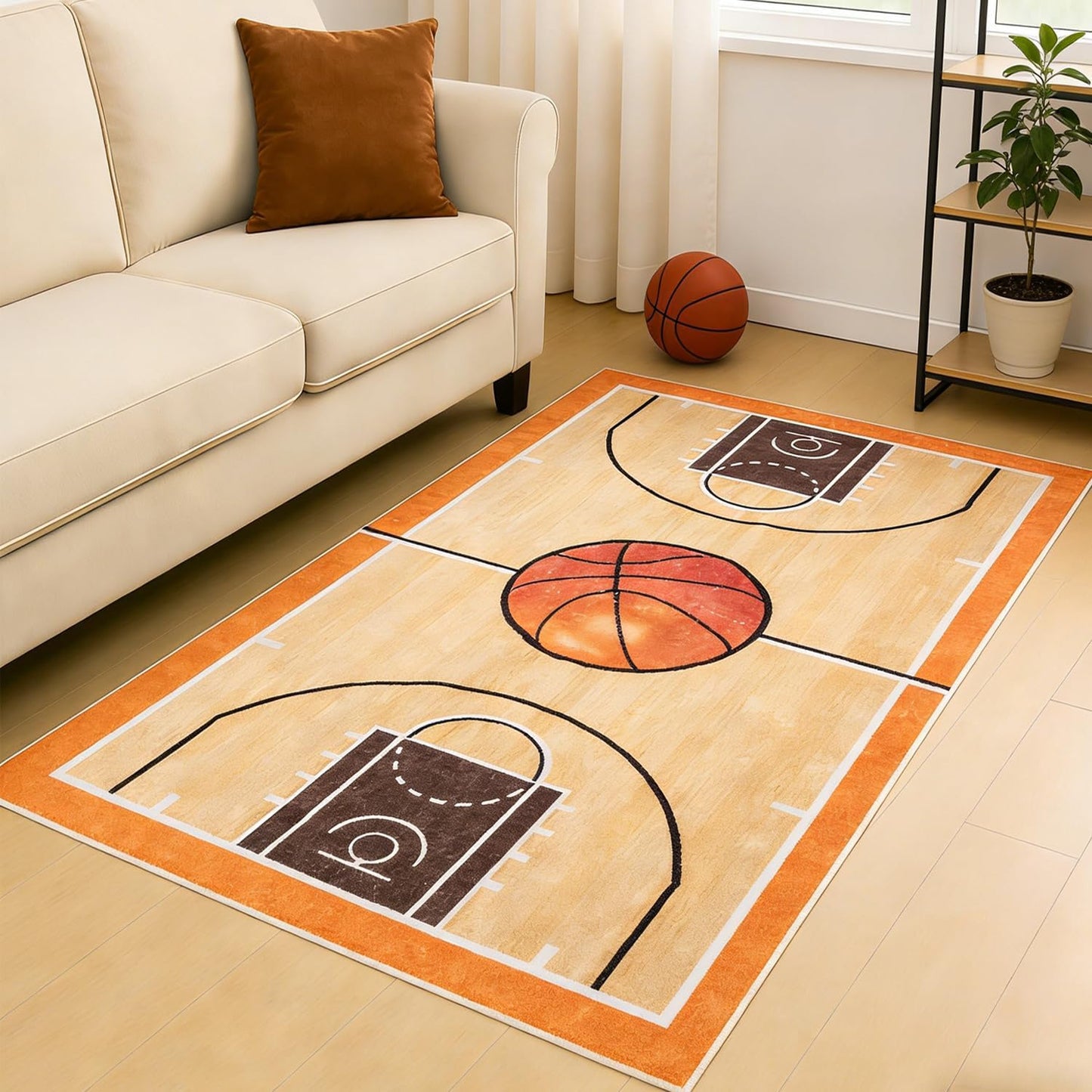 Alfombra baloncesto 3x5ft antideslizante sala juegos