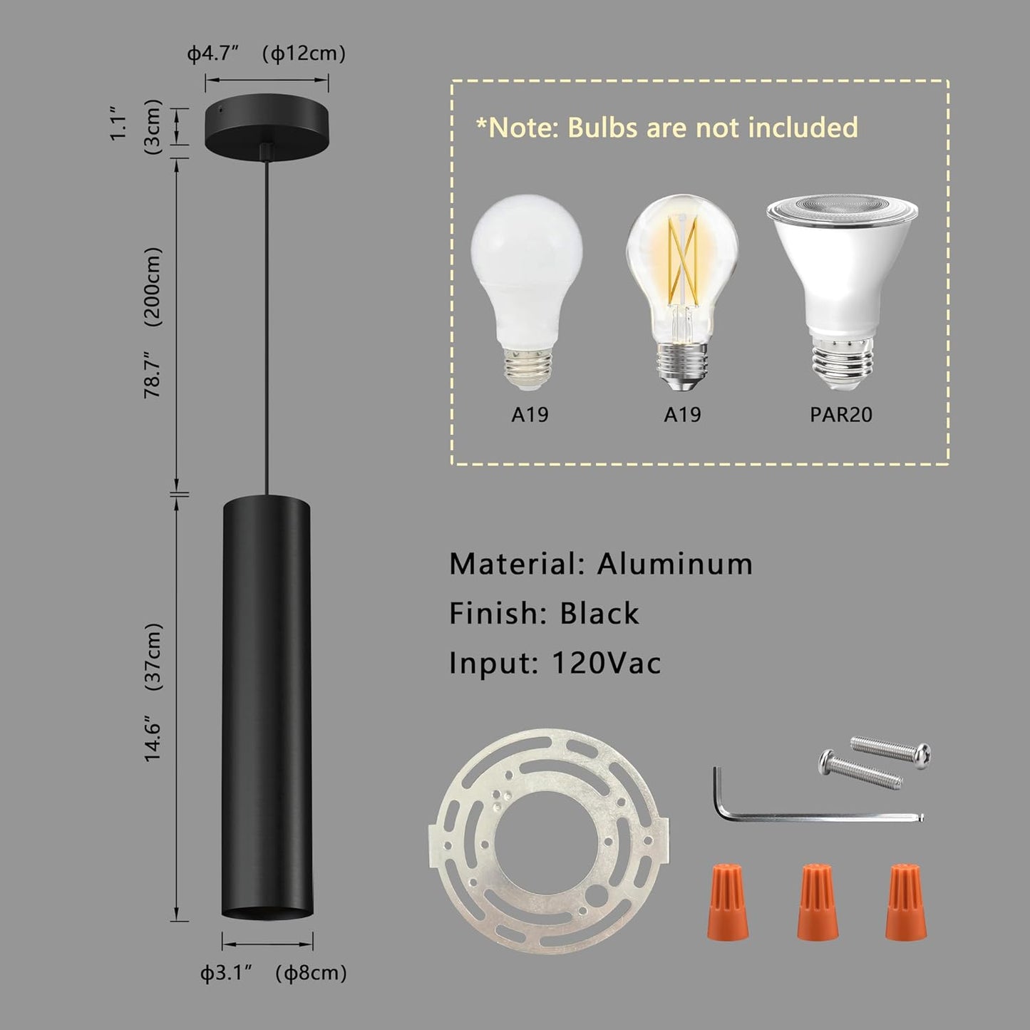 Luces colgantes modernas E26 ajustables para cocina y sala