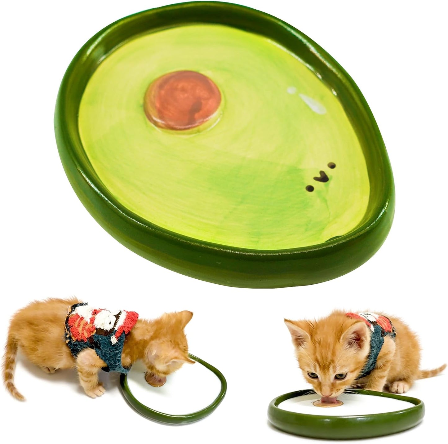 Cuenco destete gatitos y cachorros cerámica plato plano