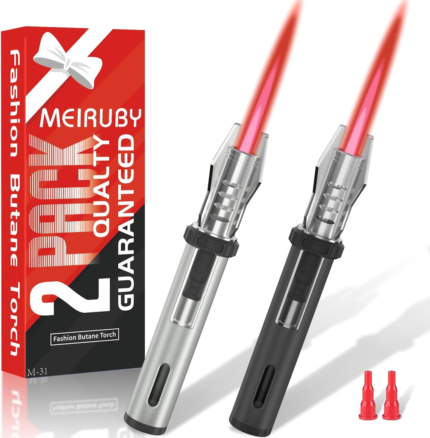 Paquete de 2 mini encendedor sable luz recargable a prueba de viento con ventana visual