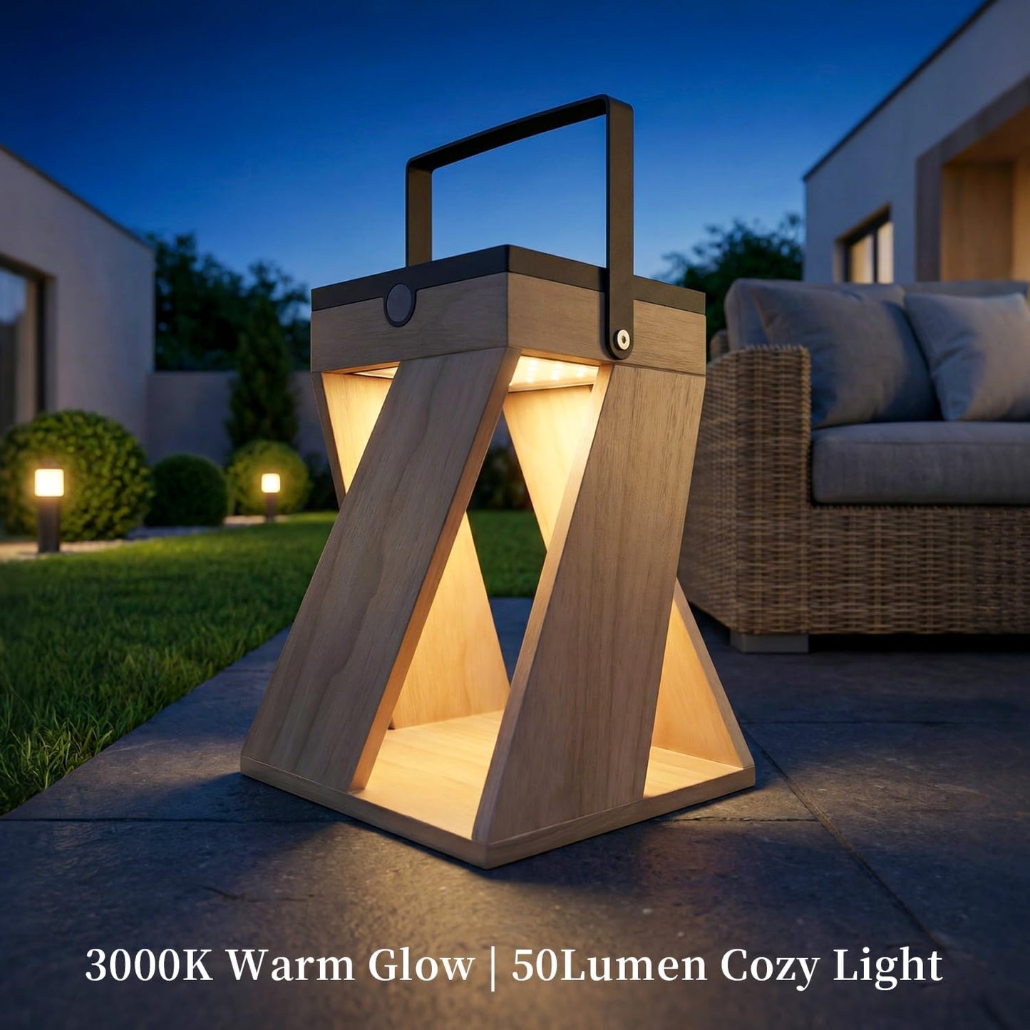 Lámpara solar portátil 3000K 50lm con asa 2000mAh