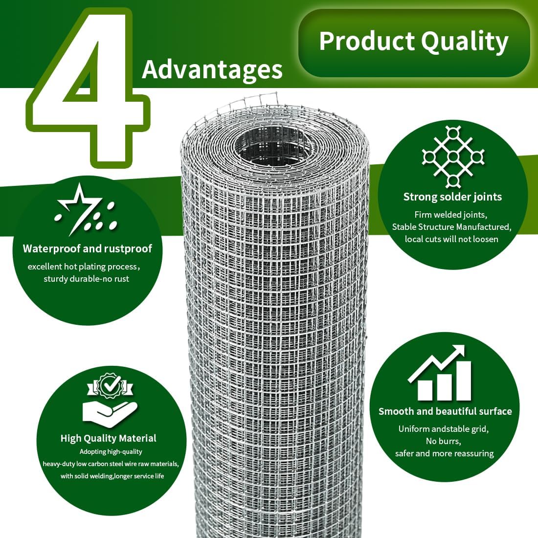 Valla alambre 1/2 pulgada 16inx10ft galvanizado para aves