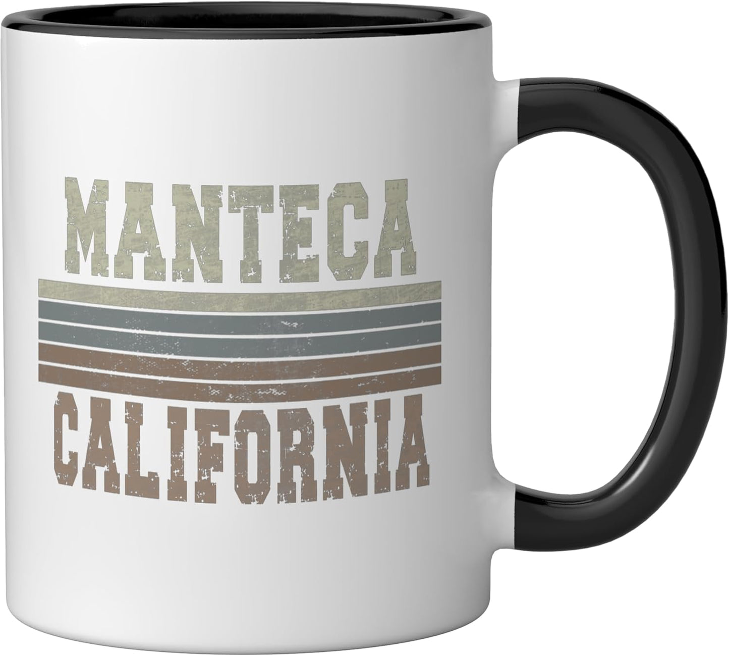 Taza cerámica Retro Manteca California negra/blanca