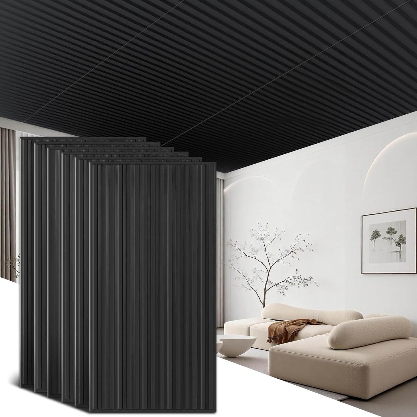 6 Pzas Azulejos Techo 2x4ft Paneles 3D PVC 24x48pulg