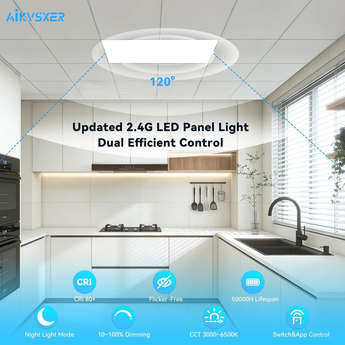 Luz LED plana 2x4 70W 3000K-6500K regulable app