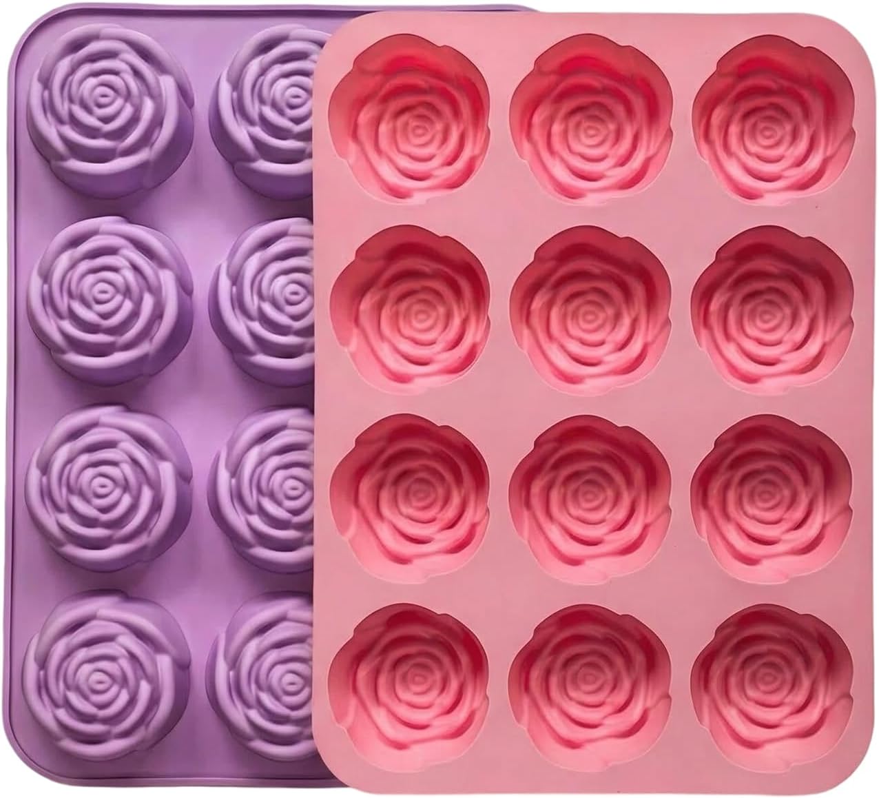 Moldes de silicona rosa 24 cavidades para chocolate, dulces, cubos de hielo y decoraciones