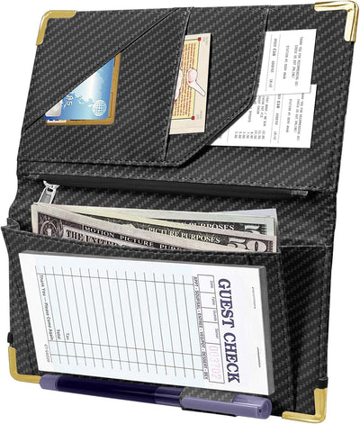 Libreta para servidores con bolsillo de cremallera y gran capacidad