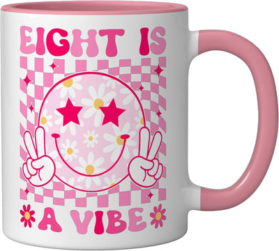Taza cerámica para cumpleaños de niña de 8 años estilo groovy