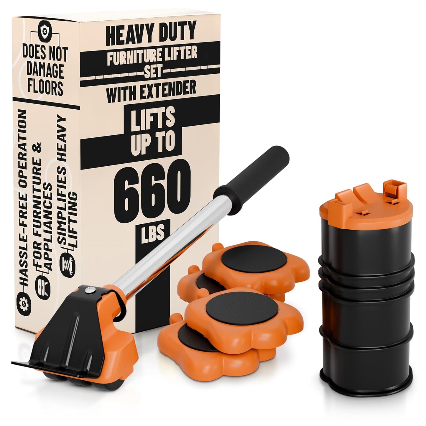 Herramienta elevadora muebles 4 rodillos 660lb para mudanza