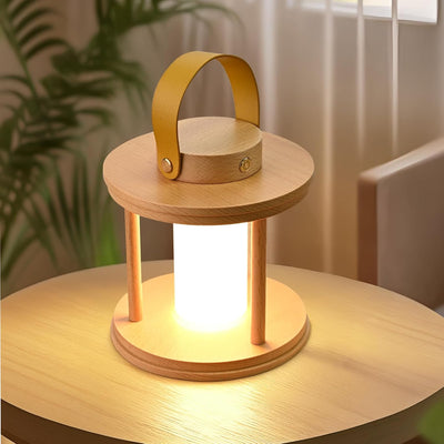 Lámpara mesa LED inalámbrica recargable madera atenuación