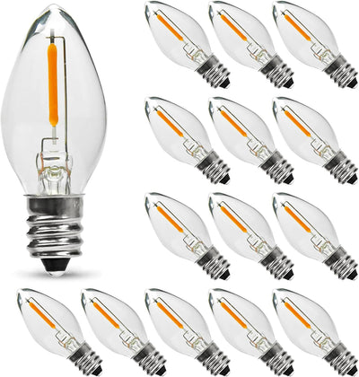 Pack 15 bombillas LED C7 E12 0.6W blanco cálido plástico
