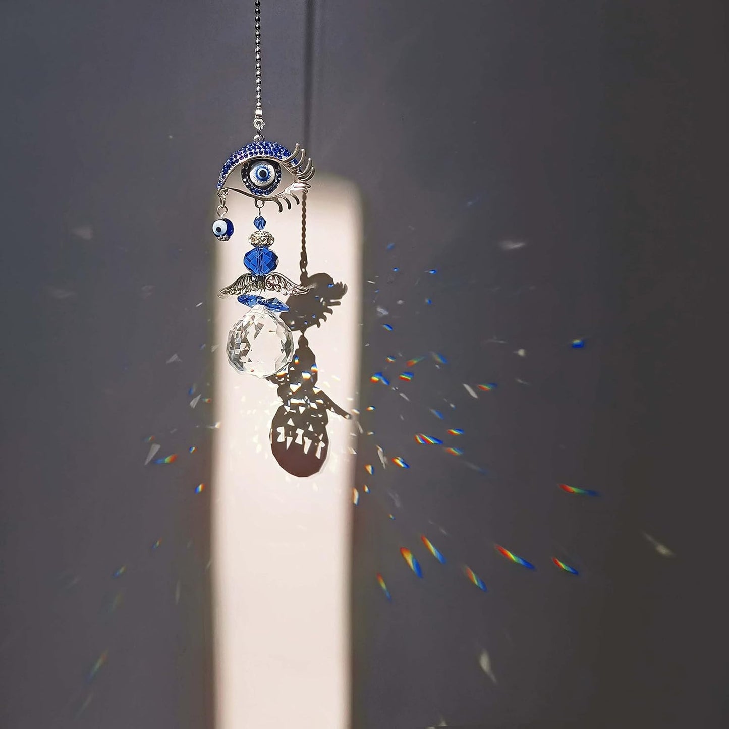 Lámpara colgante cristal ángel ojo turco azul 31.8cm
