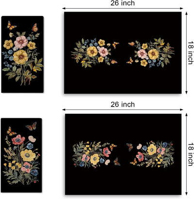 Set 2 Paños Cocina Diseño Amapola Mariposas Secado Botánico