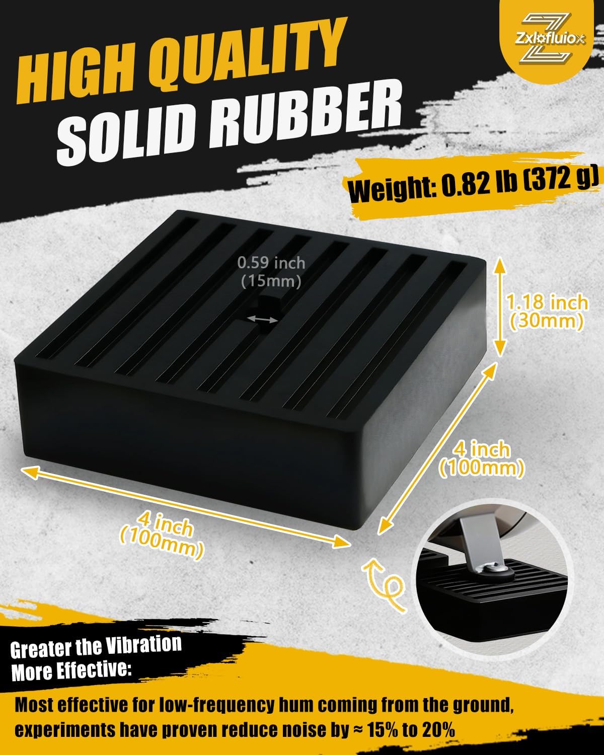 Pack 4 Almohadillas Choque Antivibración Goma 4x4pulg