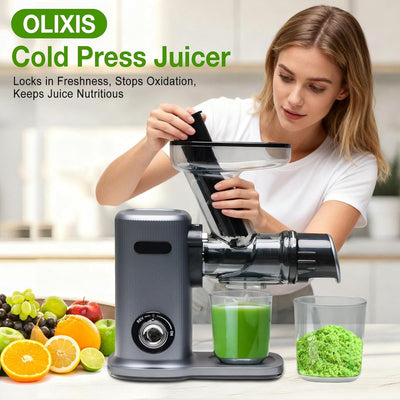 Exprimidor en frío Olixis con canal ancho para frutas y verduras