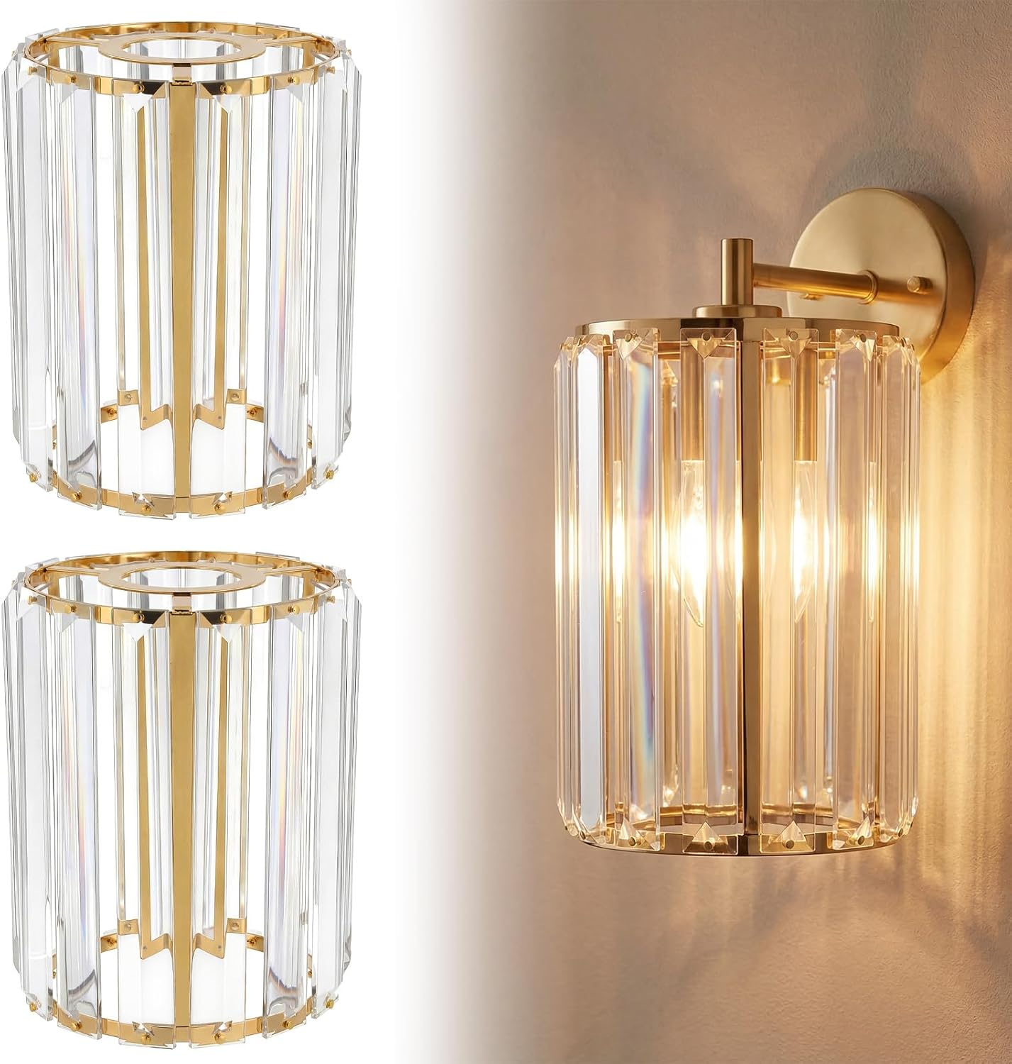 2 Pzas pantalla cristal E26/E27 1.65pulg x 5.1pulg