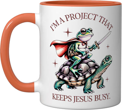 Taza Cerámica Frog con Diseño Naranja/Blanco