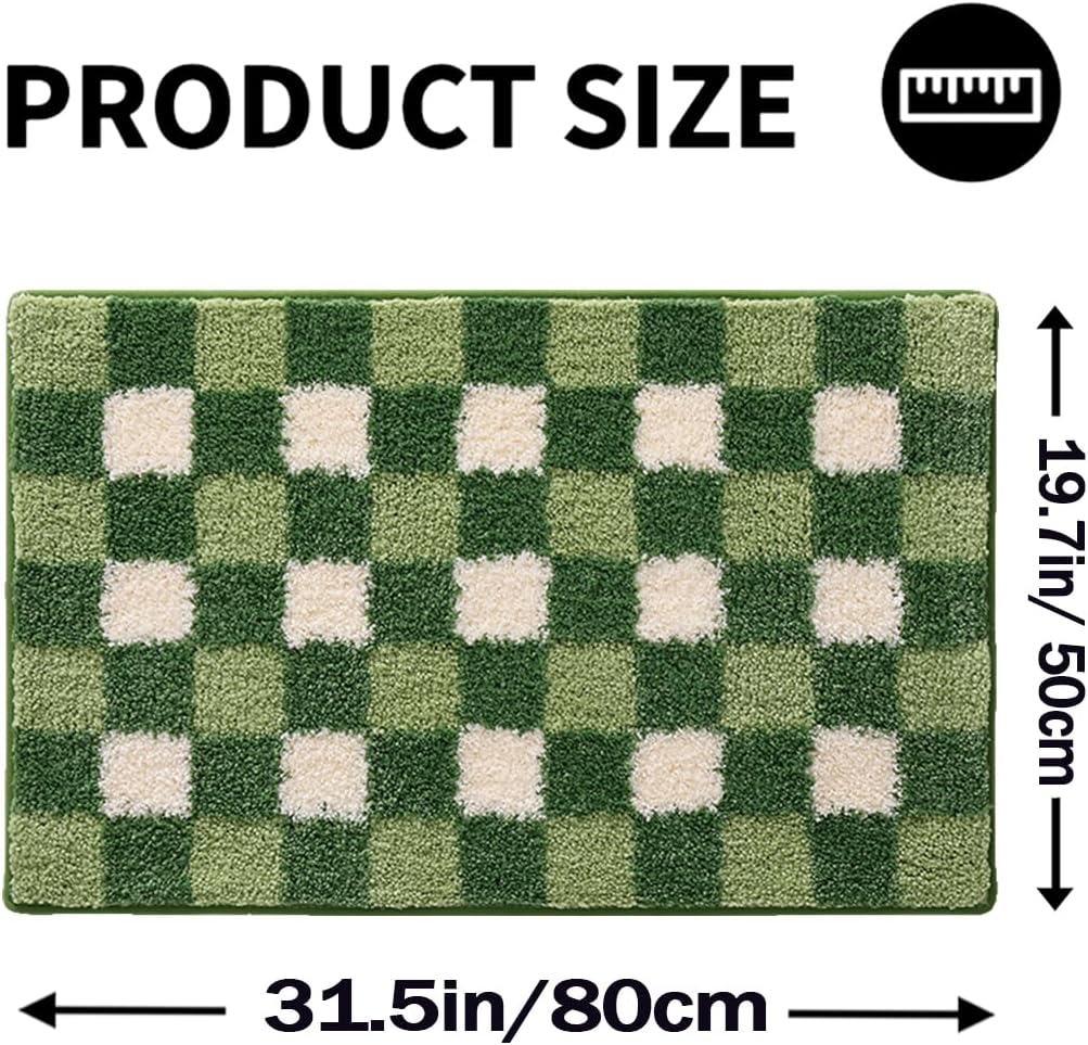 Alfombra baño suave antideslizante color verde absorbente lavable