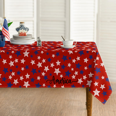 Mantel cuadrado 60 x 60 pulgadas estrellas patrióticas rojo para fiesta