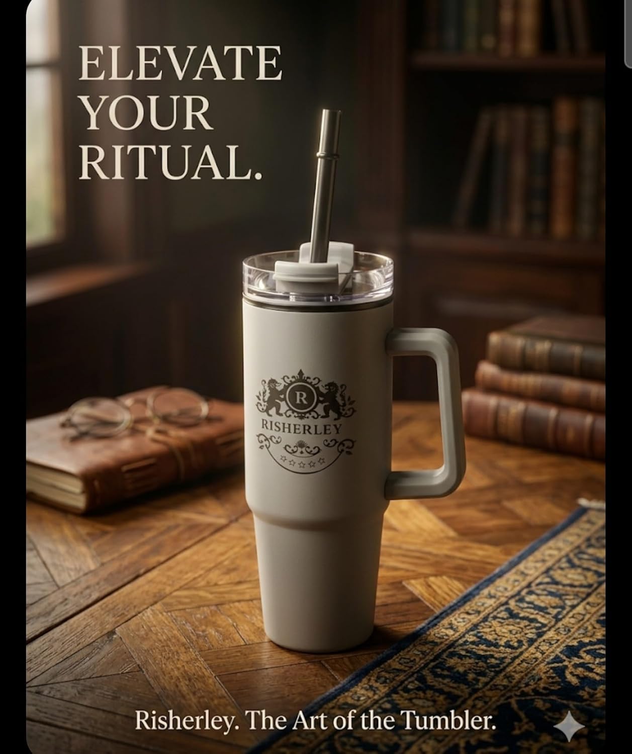 Bote con asa y pajilla 30 oz gris sin BPA de material duradero