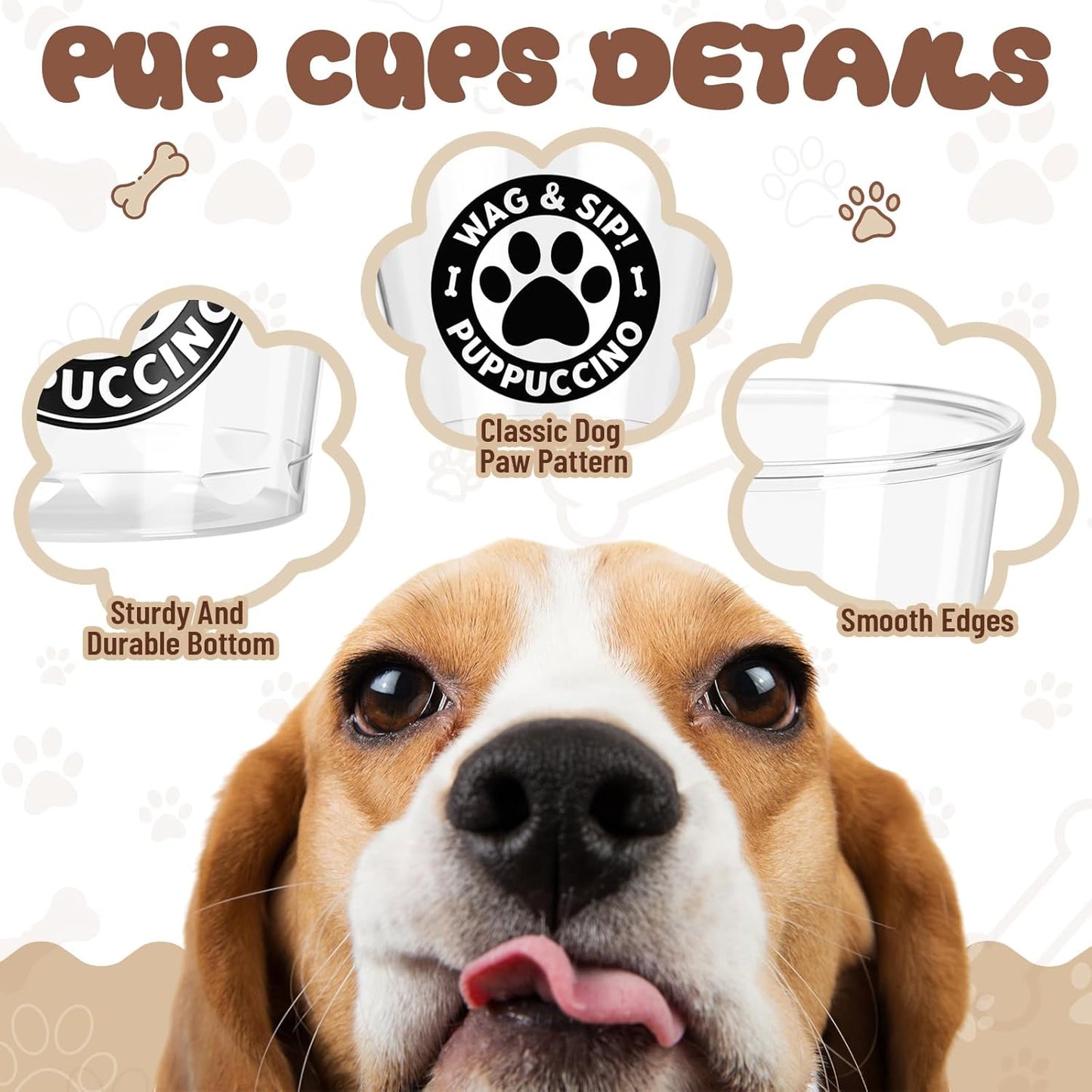 Tazas plástico transparente para perros 5oz