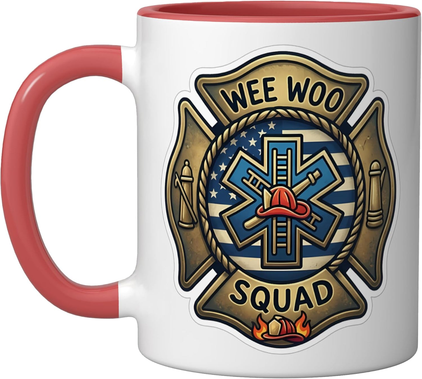 Taza Cerámica Bombero Rojo/Blanco Humorista