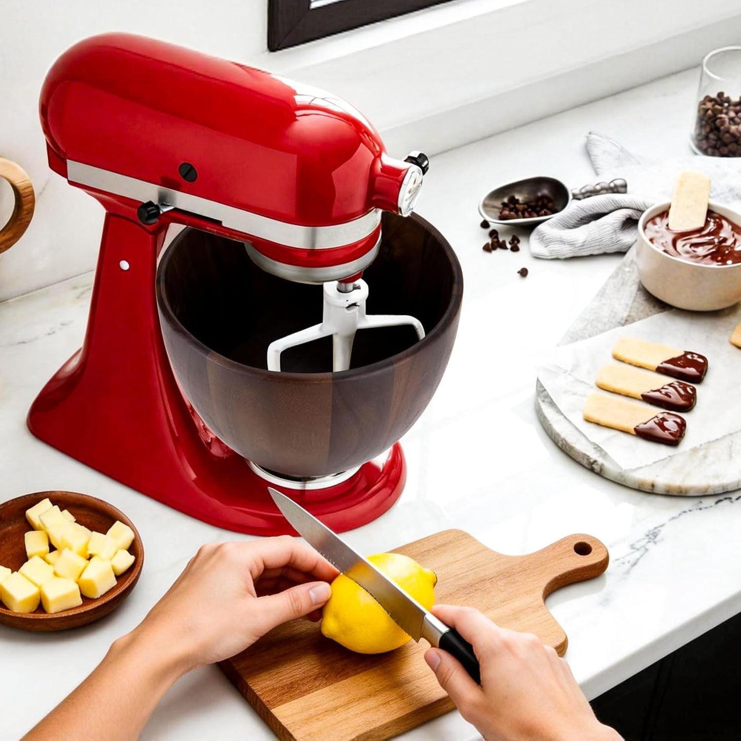 Tazón Mezcla Madera Nogal Comp KitchenAid 4.5-5qt Base Acero Inox