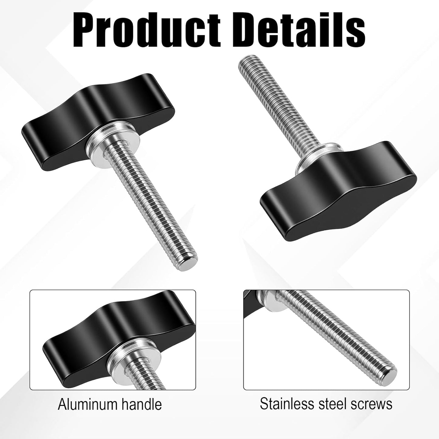 Rosca pulgar M5 acero inox con perilla aluminio negro