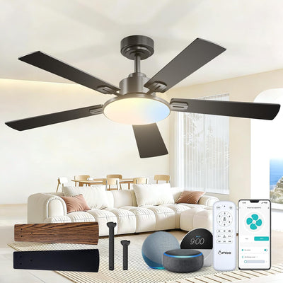 Ventilador techo inteligente 52pulg luces Alexa 6 velocidades