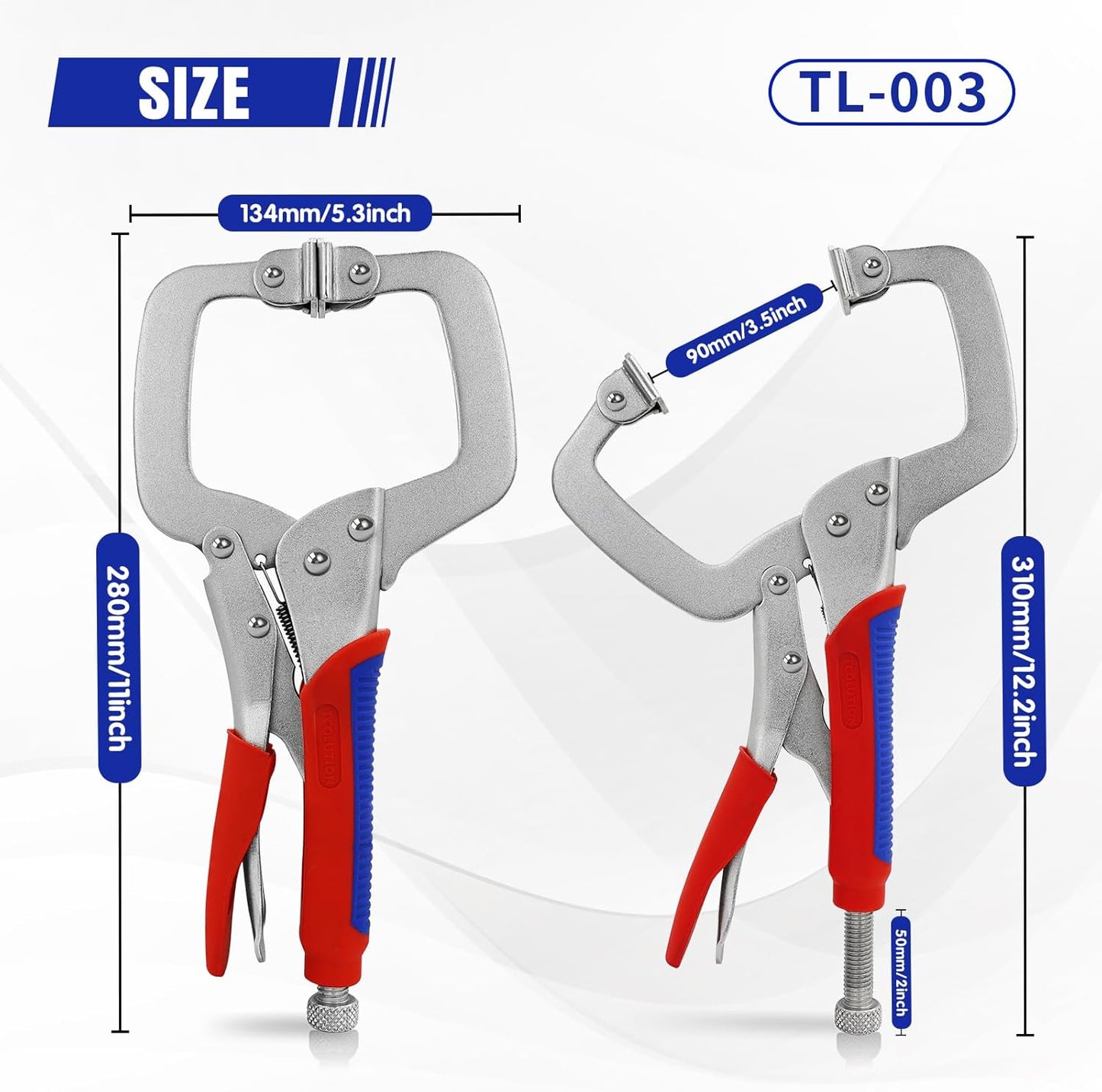 Alicates abrazadera en C 11pulg resistentes ergonómicos soldadura