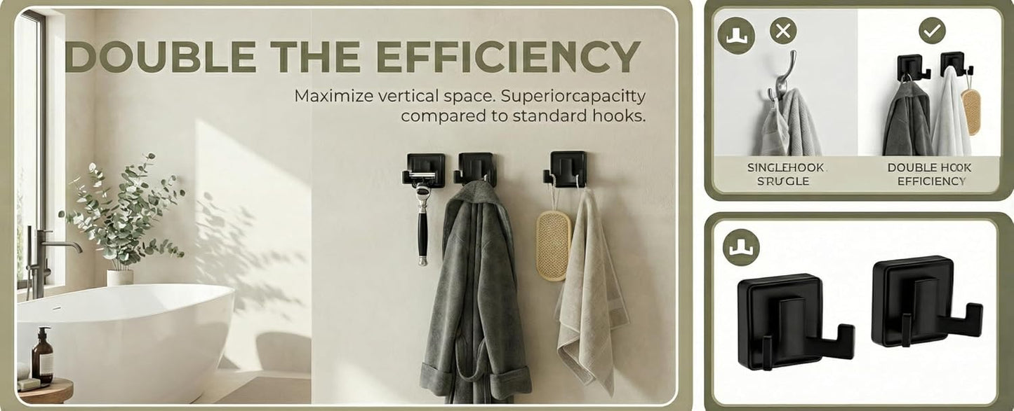 Set 5 Pzas Accesorios Baño Cuadrados Negro Mate