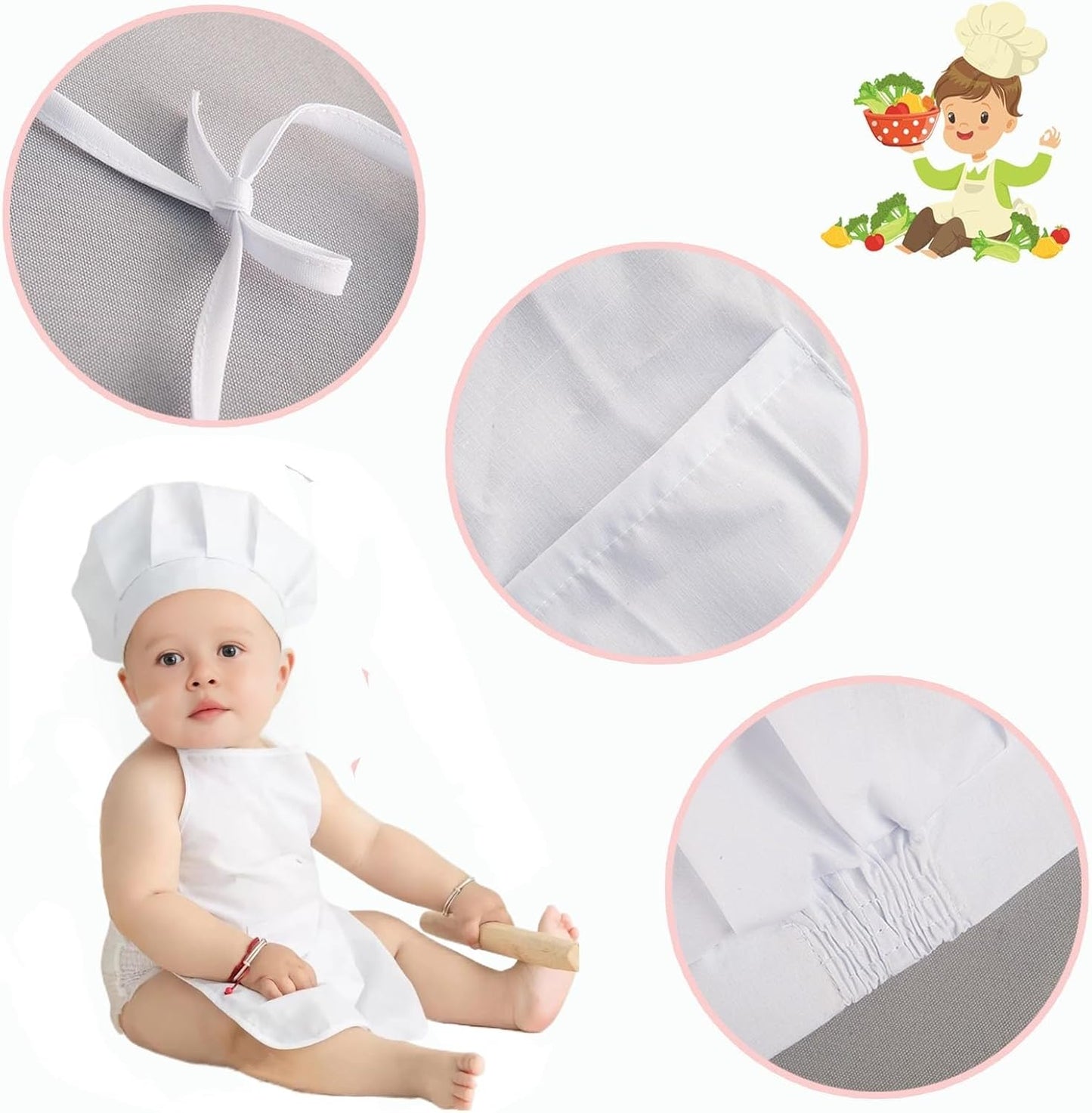 2 Pzas Accesorios Foto Bebé Chef Sombrero Delantal