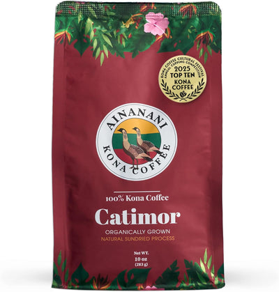 Café Ainanani Kona Catimor orgánico tostado ligero grano entero 100% Kona 10 oz