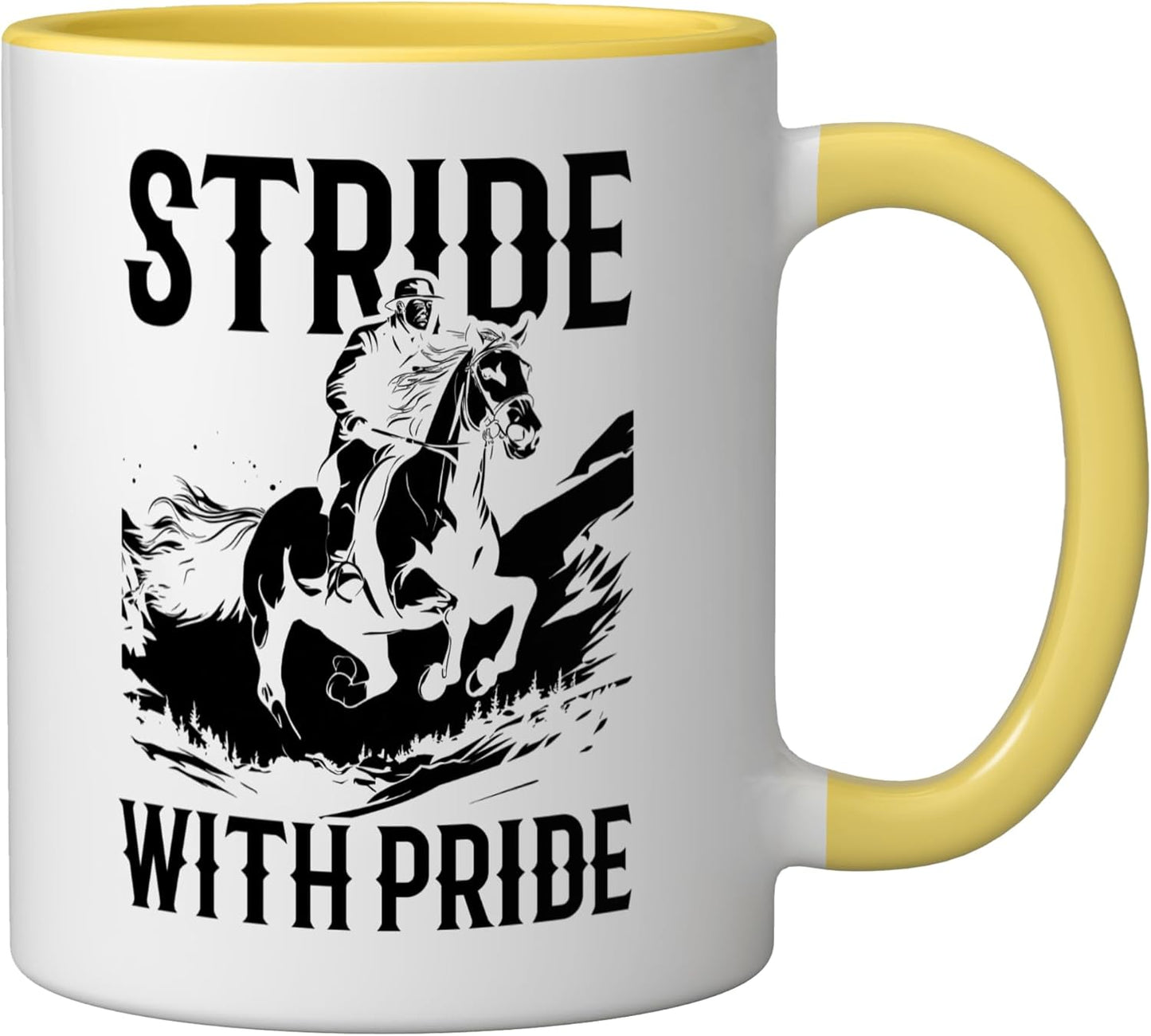 Taza Cerámica para Amantes del Ecuestre Amarillo/Blanco