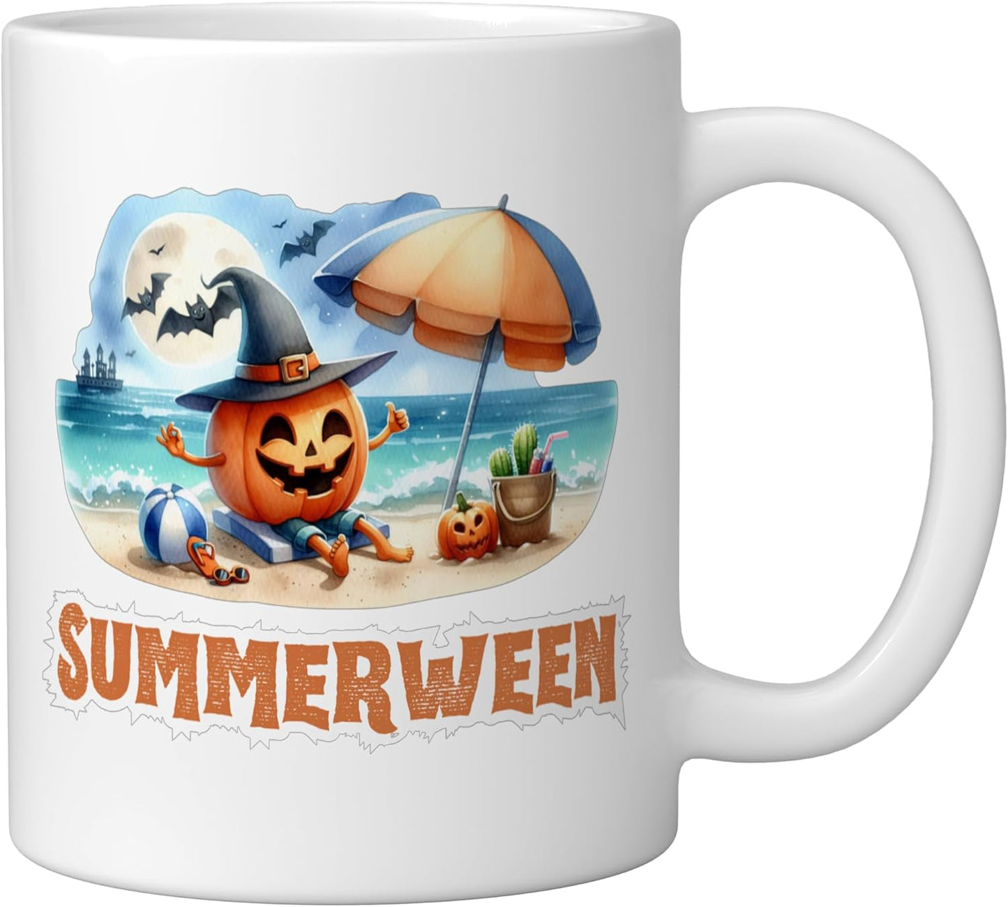 Taza Cerámica Jack O'Lantern Verano Blanco
