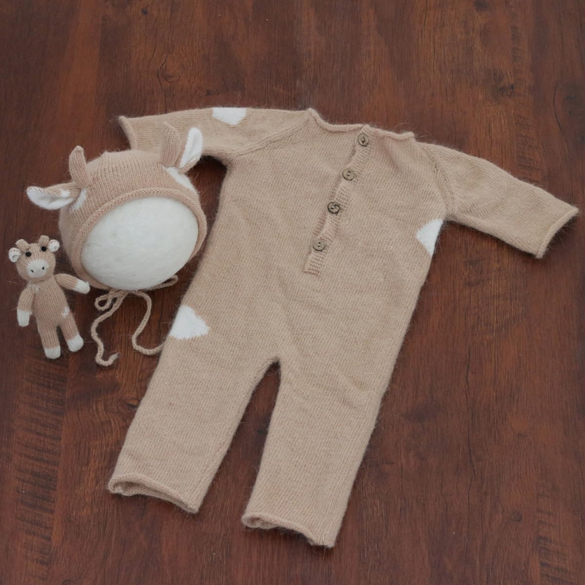 Kit foto recién nacido gorro vaca traje bebé