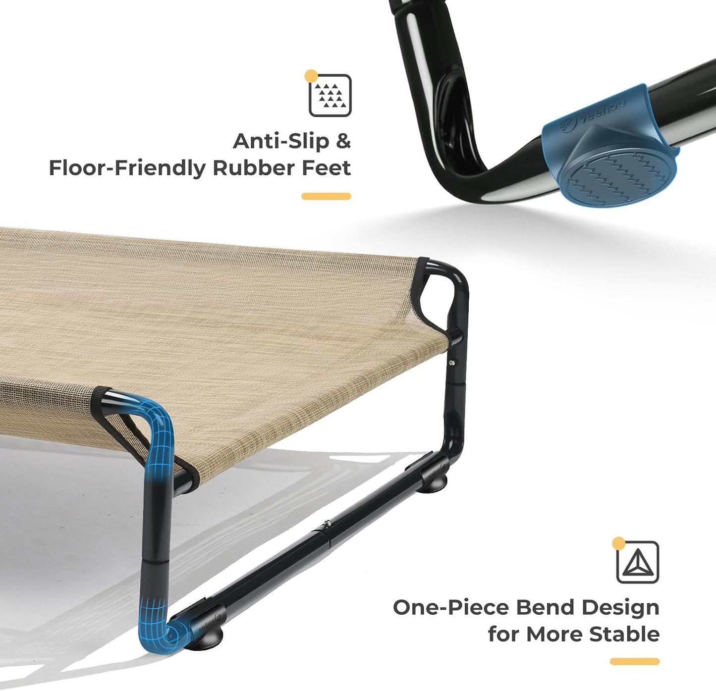 Cama elevada perro XXL reposacabezas patas antiderrap