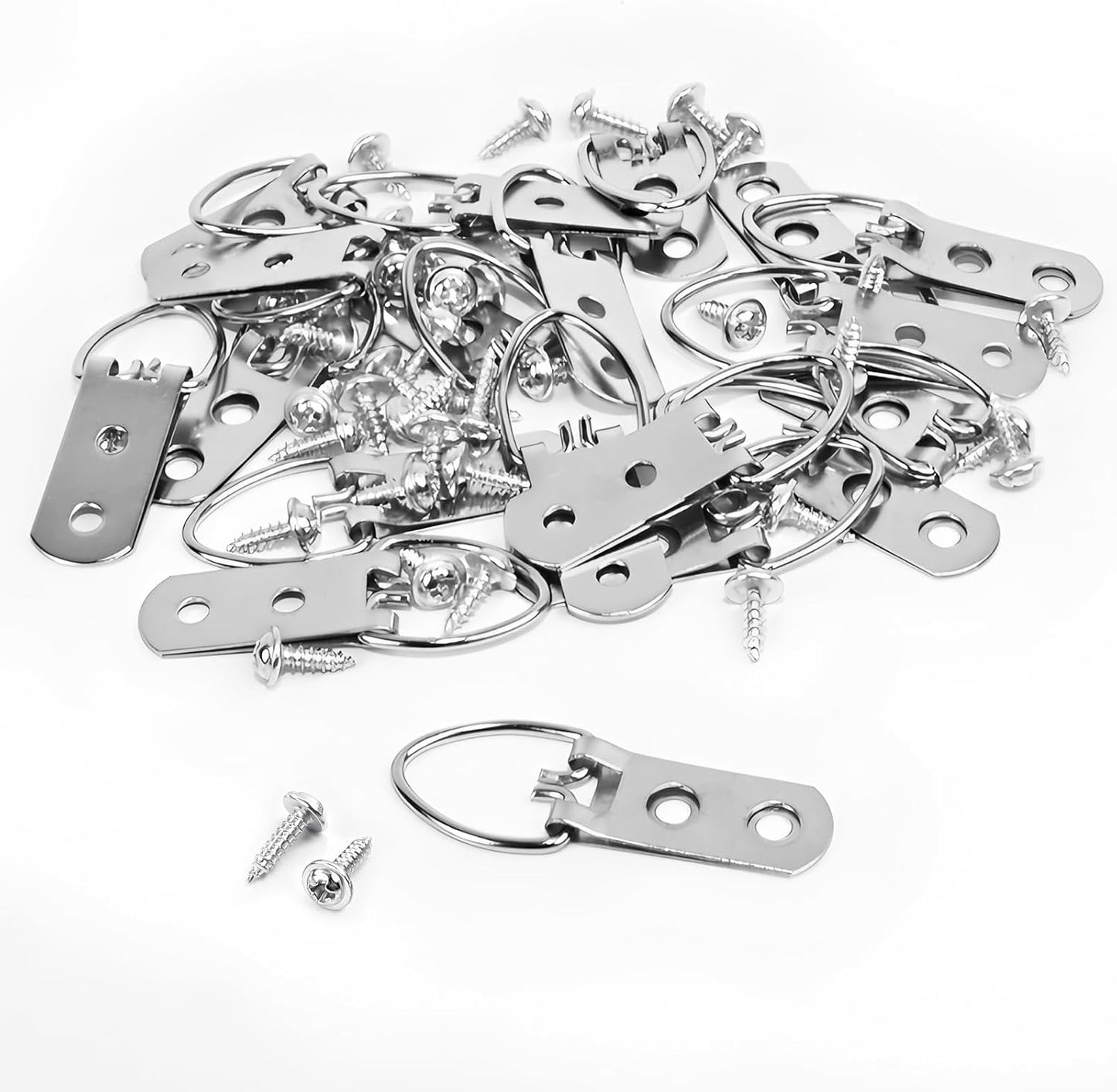 Set 20 Ganchos D Acero Inox para Colgar Cuadros Plateado
