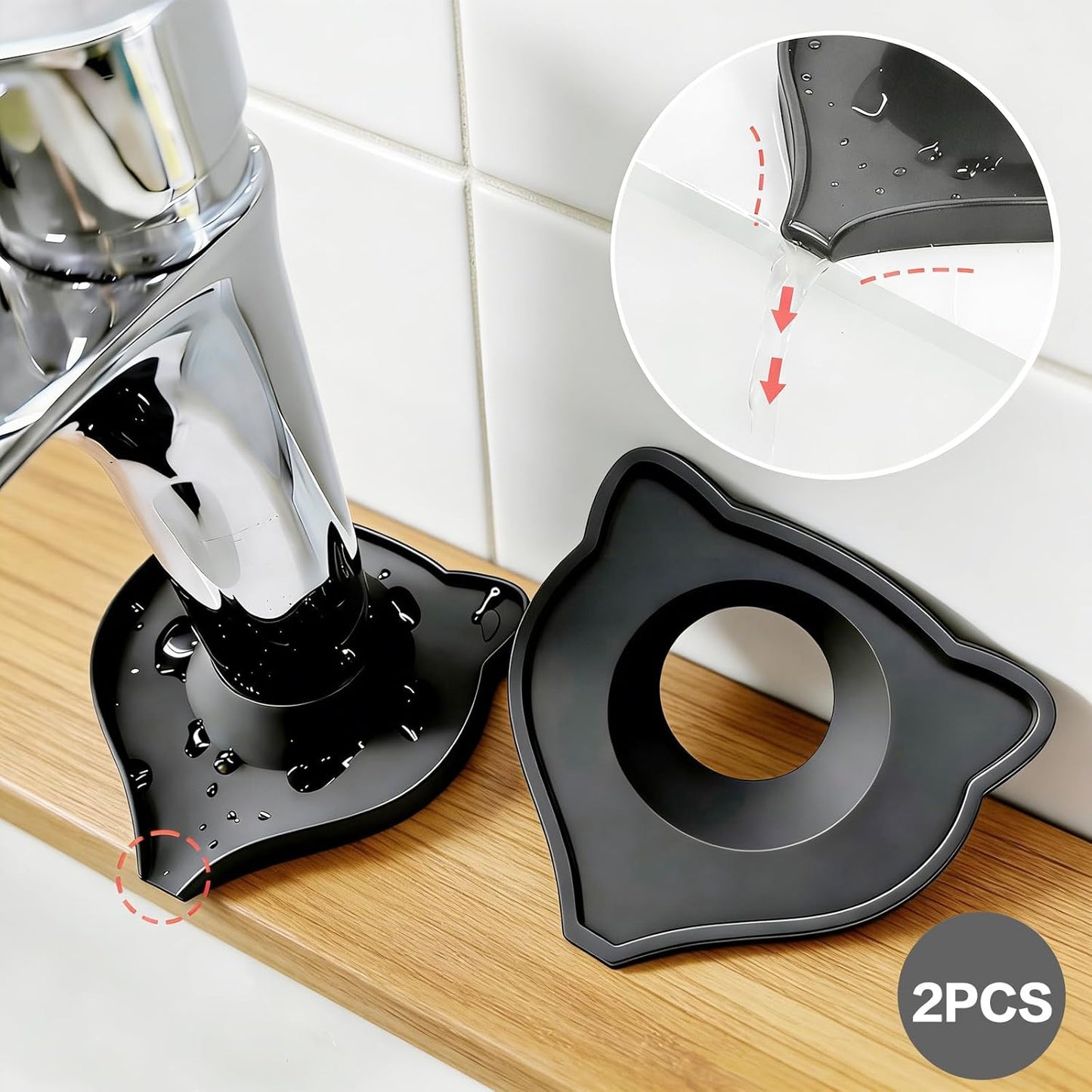 Alfombrilla silicona fregadero cocina 2uds negro