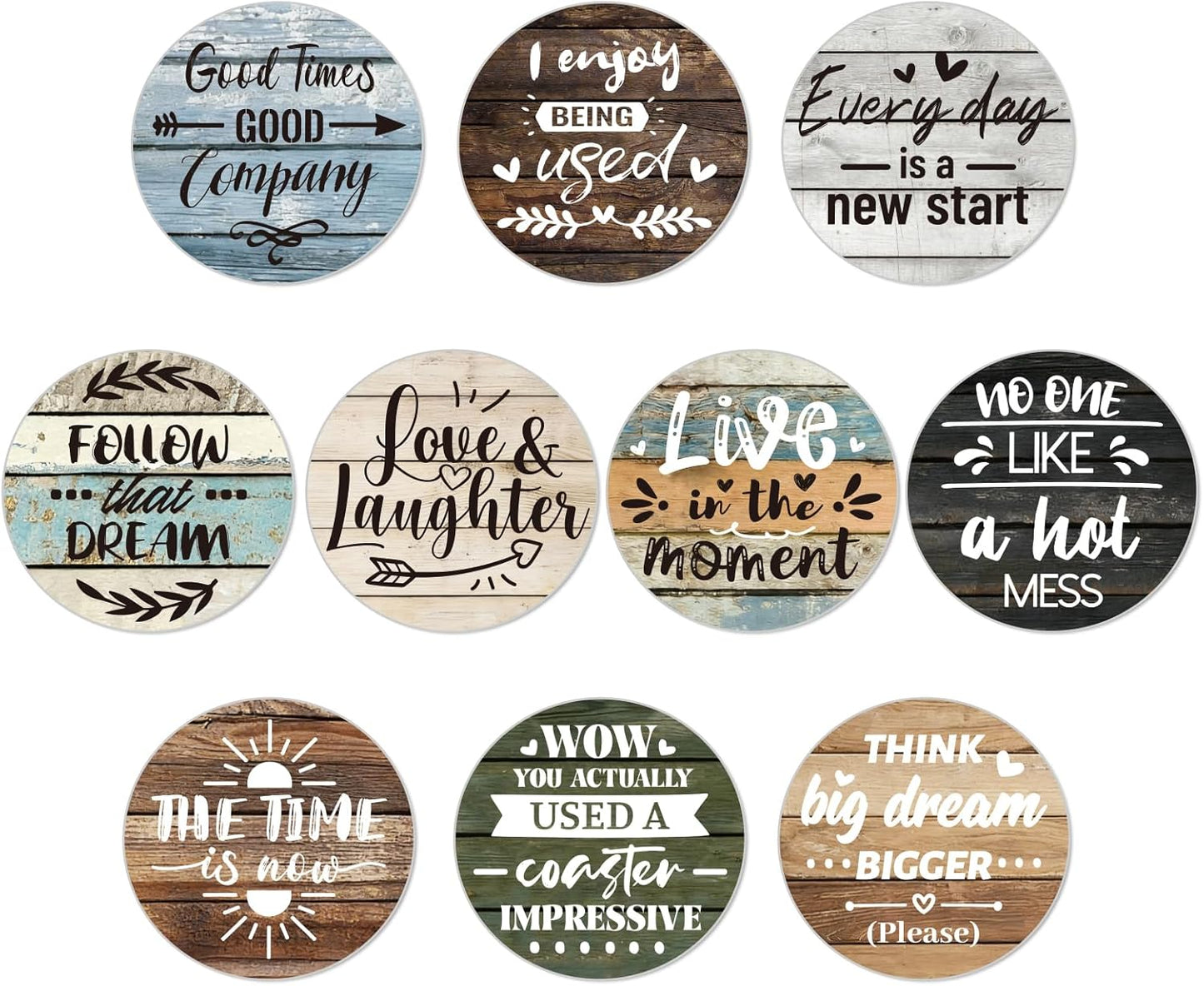 Set 10 Posavasos Corcho Frases Humorísticas Mesa Redonda