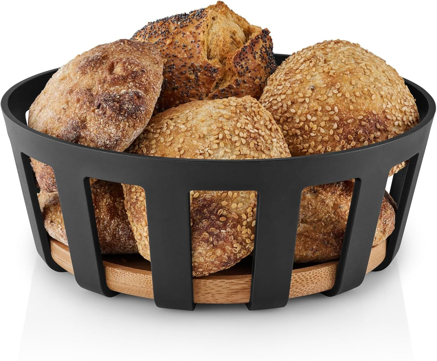 Cesta Pan Bambú Plástico Negro 9.6x9.6x3.5pulg