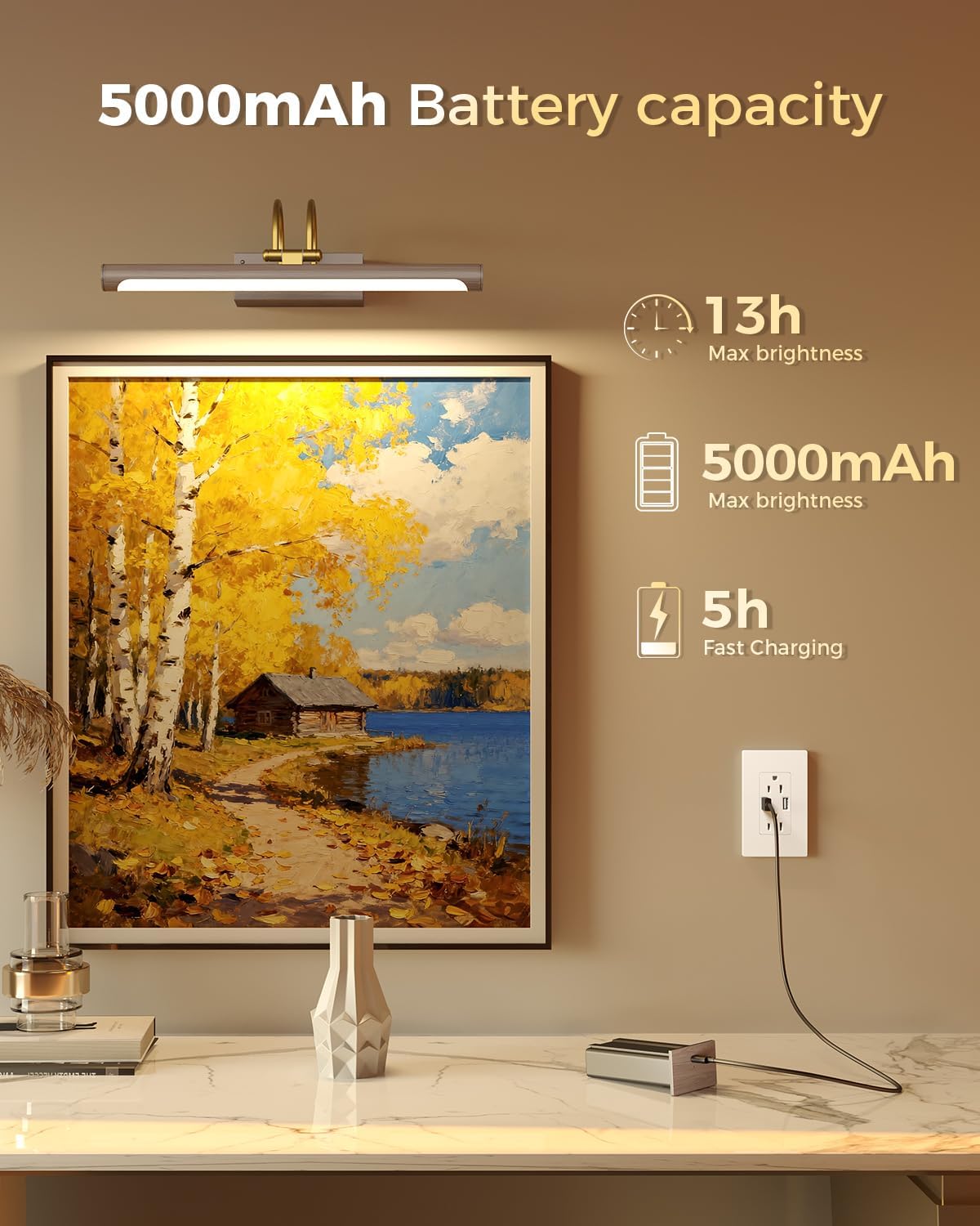 Luz arte LED 15.7pulg inalámbrica recargable con control remoto
