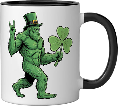 Taza de cerámica Bigfoot Shamrock negra/blanca