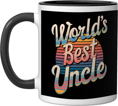 Taza de cerámica World's Best Uncle negra y blanca